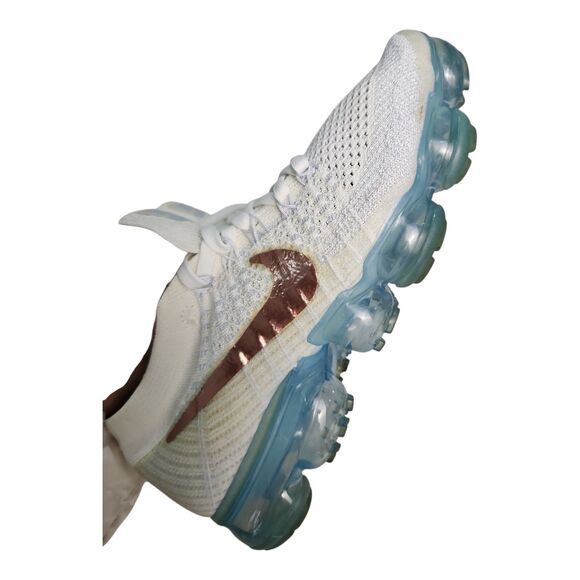 Nike Vapormax Flyknit Explorer Women's Sz 7 White Blue Running Shoes Athleisure - Picture 2 of 12